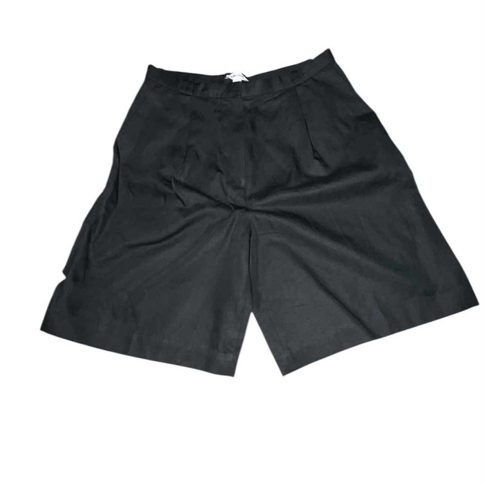 NWT & Other Stories Black Tailored Bermuda Shorts Size 12 Cotton Linen Blend